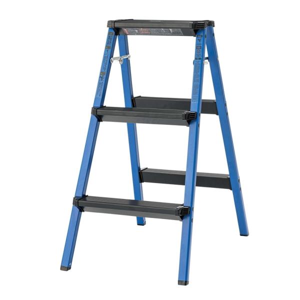 ステップスツール3段 ブルー スツール 折りたたみ ステップ台 踏み台 脚立 コンパクト スリム ア...