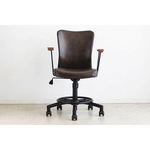 オフィスチェア ブラウン 合成皮革 チェアー デスク用チェア