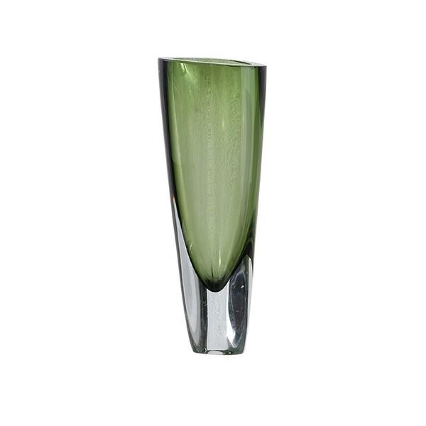 ガラス モダンフラワーベース アースカラースモークグリーン花瓶 FC-2052-A おしゃれ 玄関 ...