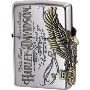 ZIPPO 喫煙具 ライター ハーレーダビットソン HDP75 送料無料 ジッポ zippo ジッポー サイドメタル オートバイ 白頭鷲｜y-takarabako