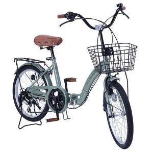 折りたたみ 自転車 マイパラス 折畳 自転車 20インチ 6段変速 MF-203-LG リーフグリーン 6段ギア ギフト レジャー 買い物 サイクリング
