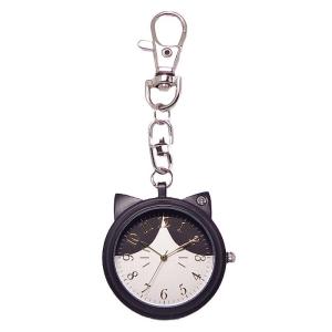 携帯 時計 バックチャーム ネコ キーチェーン ウォッチ N02723S-0-BK キャット ねこ 猫 かわいい 時計 懐中時計 おしゃれ バッグチャーム