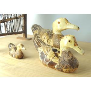 竹皮製 かも 大 国産 日本製 置物 職人手作...の詳細画像1