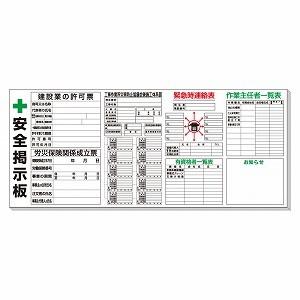 313-906B  スーパーフラット掲示板 土木用掲示板 安全掲示板(掲示板・表示物・取付金具セット...