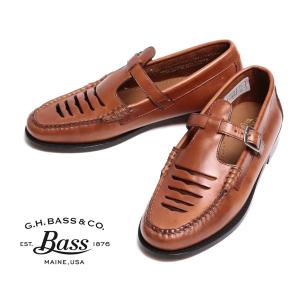 G.H.BASS ジーエイチバス Tストラップローファー レザーソール