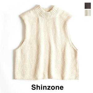 【24SS】THE SHINZONE シンゾーン COTTON SLUB KNIT コットンスラブニットベスト 24SMSNI01 ホワイト チャコールグレー｜y-trois