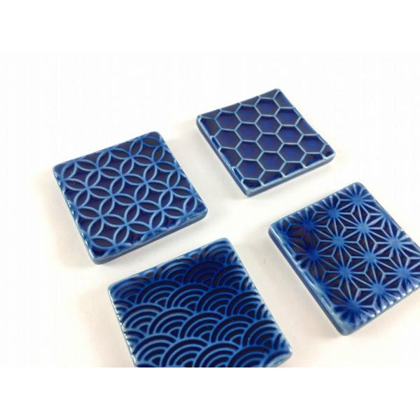 【メール便送料無料】有田焼 梶謙製磁 角ハシオキ 彫刻 藍(七宝/亀甲/青海波/麻の葉) 【4cm ...