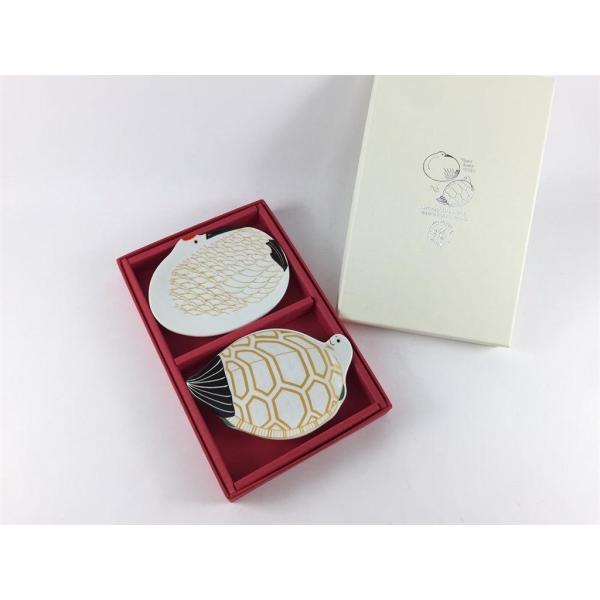 専用化粧箱付き 有田焼 幸楽窯 小皿 鶴亀ペア セット品 9cm 10cm 小皿 食器 ツル カメ ...