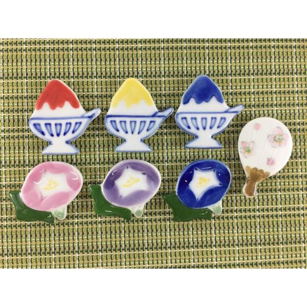 メール便送料無料 有田焼 伯父山窯 箸置き かき氷(赤蜜/青蜜/黄蜜) アサガオ(青/紫/ピンク) ...