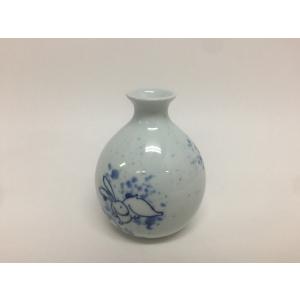 伊万里焼 田森窯 200cc丸徳利 吹墨うさぎ 酒器 徳利 200cc 200ml 兎模様 ウサギ柄