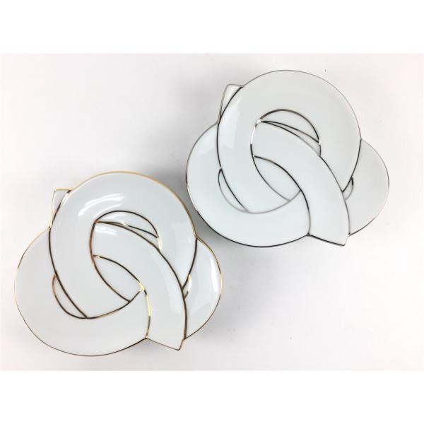 有田焼 田清窯 結び 小皿(金線/ 銀線)【太白金線むすび小皿 金色 銀色 お祝い 内祝い 引き出物...