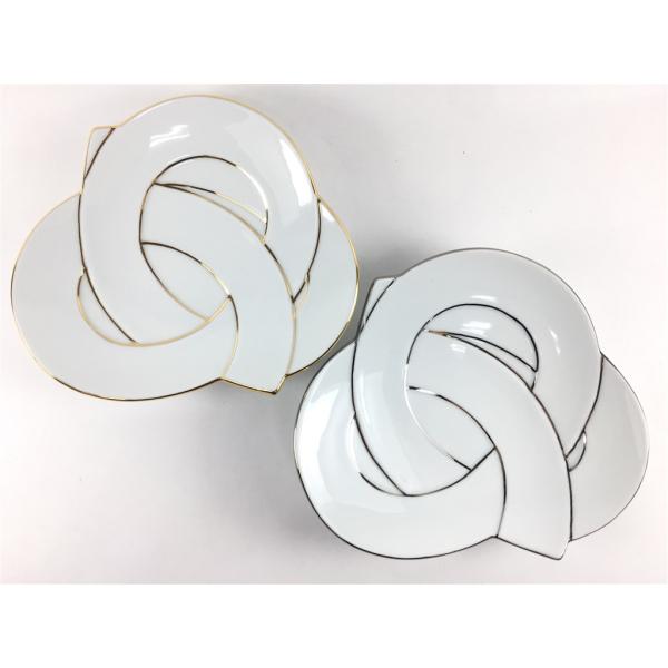 有田焼 田清窯 結び銘々皿 金線 銀線 太白金線むすび銘々皿 中皿 お祝い事 内祝い 引き出物 祝い...