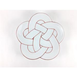 【12月末頃入荷予定】有田焼 田清窯 花結び銘々皿 赤線 太白赤線梅むすび銘々皿 皿 中皿 15cm...