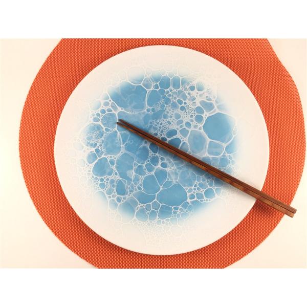 有田焼 やま平窯 26cmプレート.内ブルー白泡【大皿 26cm 青色 皿 プレート】【卵殻手（らん...