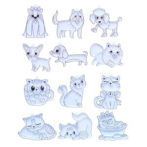 グラスデコ 用 プレート 犬 猫 12個セット ガラス絵の具 ガラス絵具 小学生 低学年 子供会 かわいい｜y-wakka