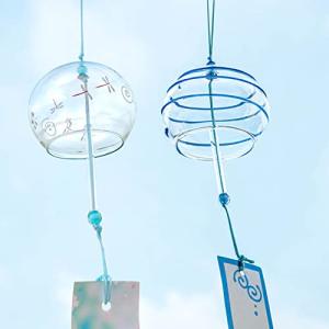 MinniLove 風鈴 ガラスの風鈴 夏涼しげなぶら下げ飾り 夏の風物詩 窓飾り 屋根飾り ウィンドチャイム 装飾 室内外兼用 祝福 幸運 縁結び