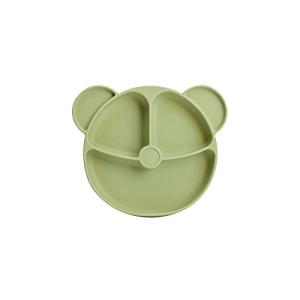 Blessed Sweet ベビー食器 離乳食プレート 吸盤付き 皿 クマ形 ぴったり吸着 シリコン製 熊形 ベージュ くっつく ひっくり返らない 赤