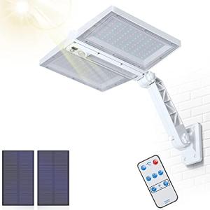 Lamake 180個LED 折り畳み式ソーラーライト 白色暖色切替 輝度調整 リモコン付 昼間自動消灯夜間自動点灯 IP65防水 電気代不要 取付簡