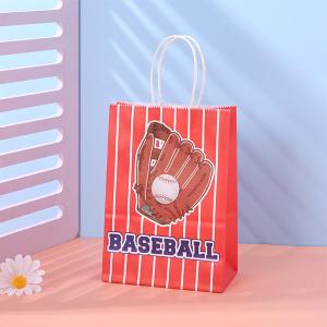 ラッドデザインな野球柄の取手付きミニ紙袋