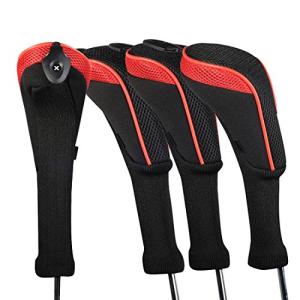 Andux ロングネック ゴルフ ハイブリッド クラブヘッドカバー 交換可能な番号タグ付き 4個セット