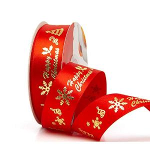 クリスマス飾り リボン 幅2.5cm 長さ22.5m DIY用 ケーキラッピング いい光沢 サテンリボン プレゼント包装 グログラン DIY手作り 手