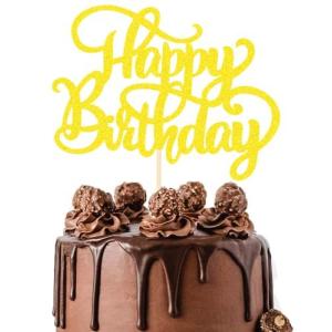 WishFirst ケーキトッパー キラキラ 誕生日ケーキトッパー カップケーキ Happy Birthday 文字 飾り お祝い ケーキ挿入カード