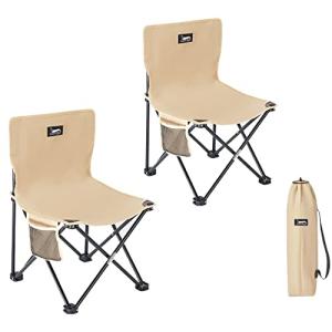 DesertFox アウトドアチェア 折りたたみ  超軽量 コンパクト イス 椅子 ポケット付き 背もたれ付 収納袋付キャンプ椅子 (ベー