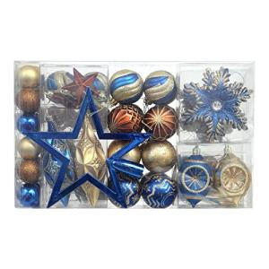 WBHome 105ct アソート クリスマス ボール オーナメント セット - ネイビー ブルー ゴールド ブラウン 飛散防止 オーナメント クリス