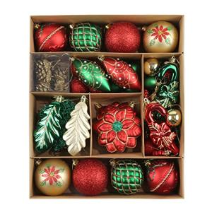 WBHome 70ct アソート クリスマス ボール オーナメント セット  レッド グリーン ゴールド 飛散防止 オーナメント クリスマス ツリー