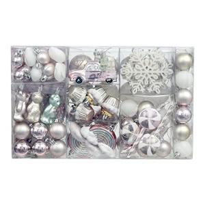 WBHome 105ct アソート クリスマス ボール オーナメント セット  ローズ ゴールド 飛散防止 オーナメント クリスマス ツリー デコレ