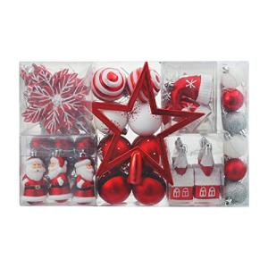 WBHome 105ct アソート クリスマス ボール オーナメント セット  赤と白 飛散防止 オーナメント クリスマス ツリー デコレーション