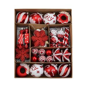 WBHome 70ct アソート クリスマス ボール オーナメント セット  赤と白の甘い食べ物 飛散防止 オーナメント クリスマス ツリー デコレ