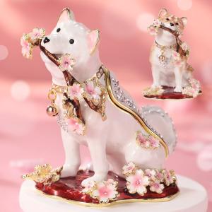 【正規品】 桜犬 さくら 小物入れ おしゃれ アクセサリー 収納 アクセサリーケース 置物 インテリア 雑貨 北欧 キラキラ かわいい 動物 グッズ ピィアース｜ya-piearth