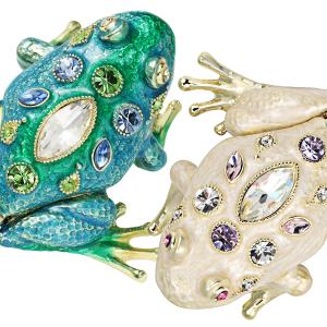 バカラ（Baccarat） カエル 緑色のクリスタル フィギュリン