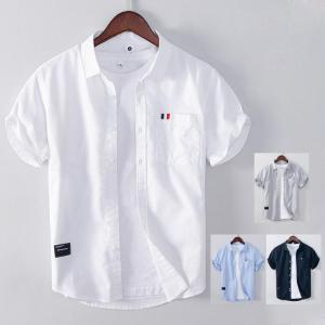 半袖シャツ メンズ 半袖 夏服 トップス 無地シャツ カジュアルシャツ