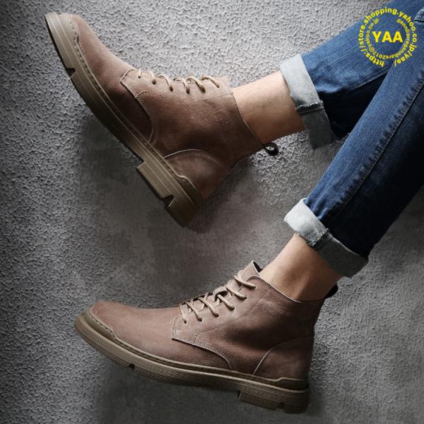 メンズ ブーツ ミリタリーブーツ ワークブーツ 革靴 本革 ピッグスエード アウトドア シューズ 靴...