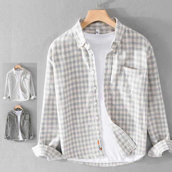 ネルシャツ チェックシャツ ボタンダウンシャツ カジュアルシャツ 長袖 100%綿 秋冬 メンズ フ...