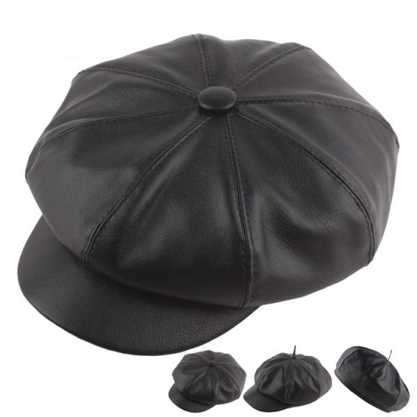 レディース キャスケット/ベレー帽 カスケット 帽子 PUレザー ニュースボーイキャップ 小顔効果 ...