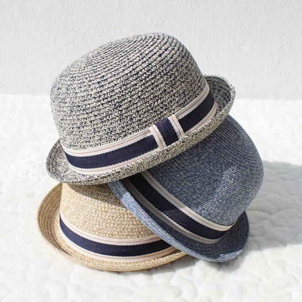 ボーラーハット メンズ レディース 麦わら風帽子 中折れ帽 ペーパーハット 日焼け防止 日よけ 夏 ...