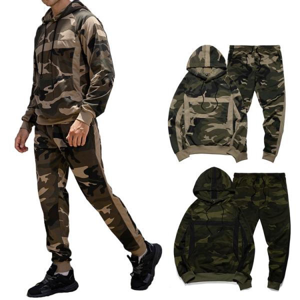メンズ スウェット上下セット ジャージ 上下 迷彩柄 パーカー+ジョガーパンツ セットアップ 秋服 ...