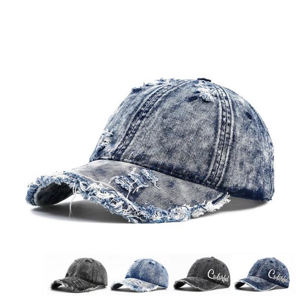 キャップ デニム ウォッシュ ベースボールキャプ 帽子 BBキャップ 野球帽 6パネル ダメージ加工...