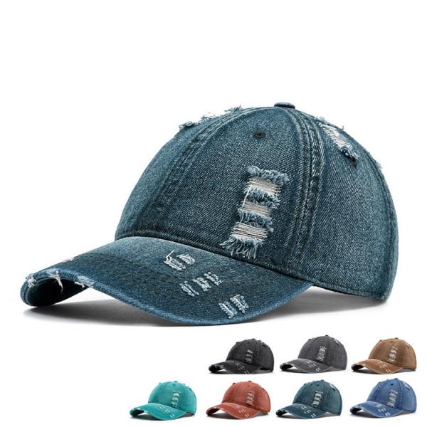 キャップ ダメージ加工 ベースボールキャプ 帽子 ウォッシュ デニム 野球帽 BBキャップ 6パネル...