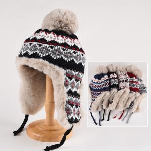 ◆上品なミンクファーの帽子ミンクとシルバーフォックスポンポン付き毛皮リアルファー ミンク ファー ボンボン付き 帽子 フォックス 7F