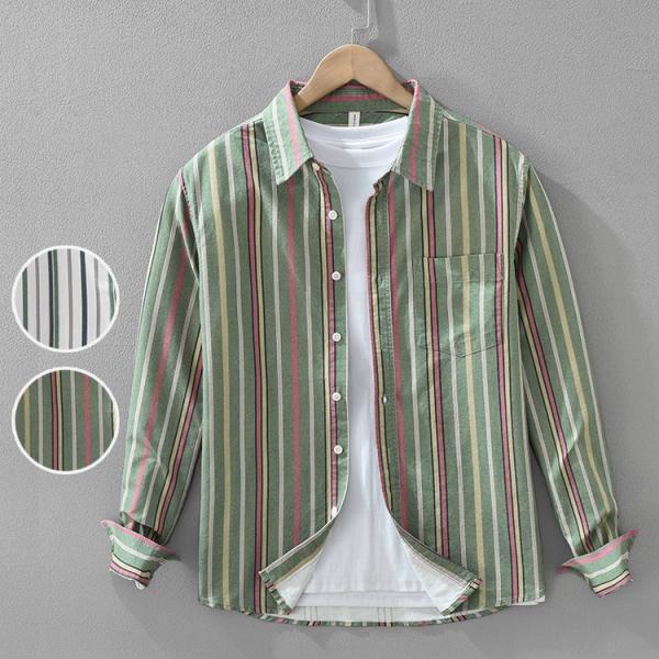 ストライプシャツ カジュアルシャツ 秋服 秋物 トップス 長袖 きれいめ シャツ メンズ ファッショ...