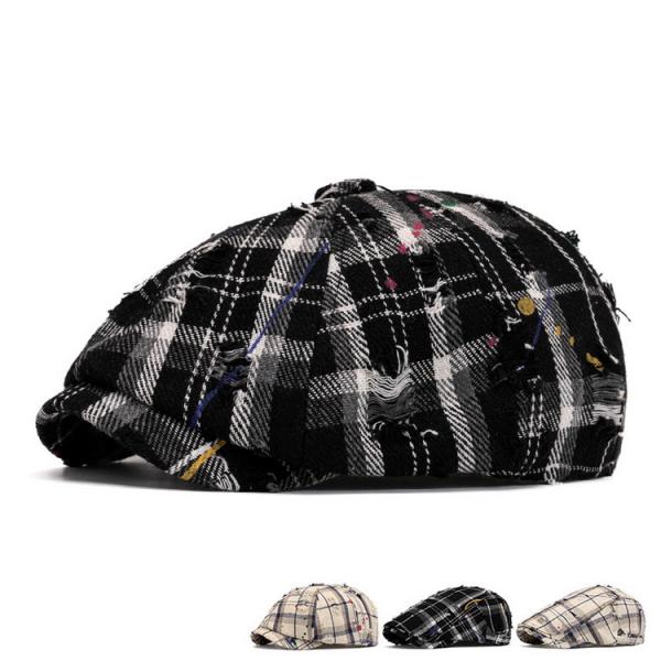 帽子 メンズ ハンチング/キャスケット帽 カジュアル チェック柄 カスケット ニュースボーイキャップ...
