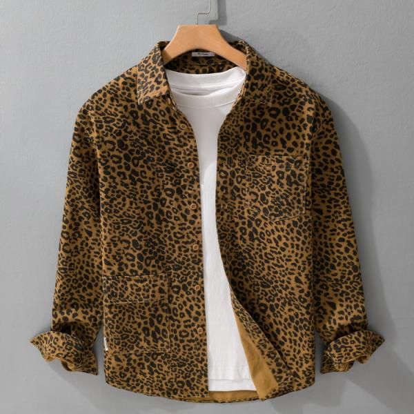シャツ レオパード柄 100％綿 秋服 秋物 カジュアルシャツ きれいめ コットンシャツ トップス ...