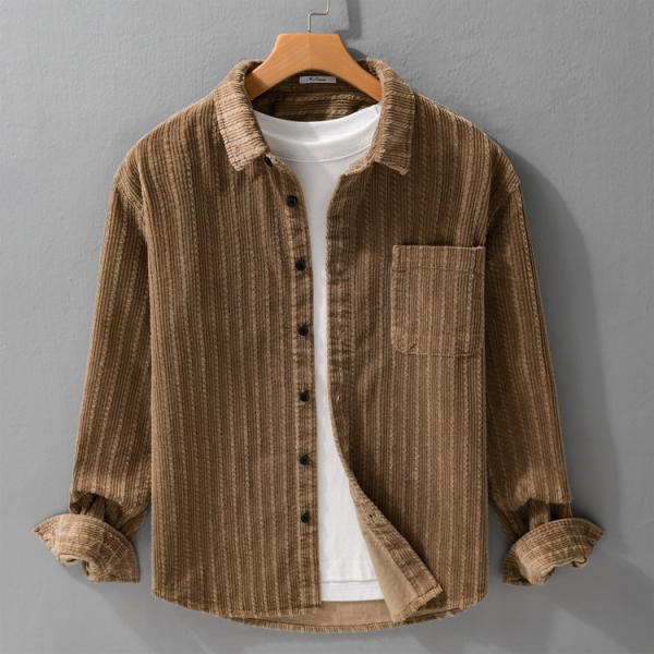 コーデュロイシャツ 100％綿 シャツ 秋服 秋物 防寒 カジュアルシャツ 長袖 トップス メンズ ...
