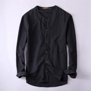 メンズ リネンシャツ 長袖 シャツ カジュアルシャツ ビジネ...