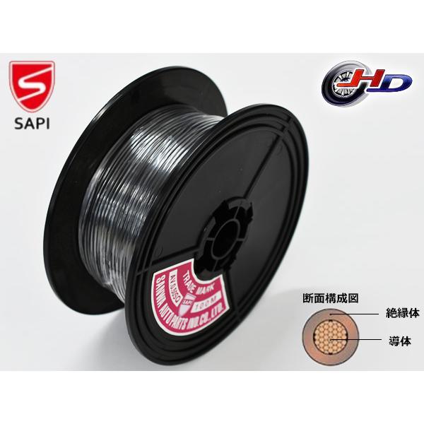 SAPI 三和自動車部品工業 配線コード 100m 0.5sq 0.5φ 黒 AV ケーブル 自動車...