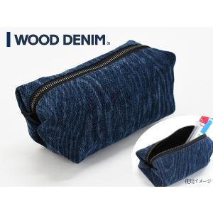 ポーチ 小さめ デニム 木目 ウッド デニム WOOD DENIM 新素材 ペン ギフト アルファ企画 ネコポス 送料無料｜yabumoto25